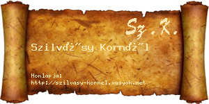 Szilvásy Kornél névjegykártya